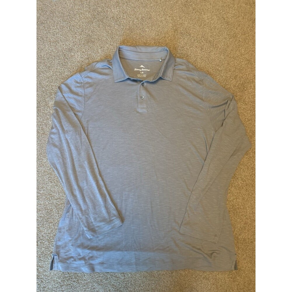Tommy Bahama Men’s Long Sleeve Polo Shirt Size Large Gray Long Sleeve